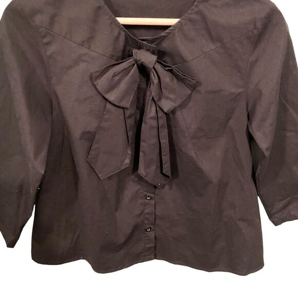 Amici by Baci Black Blouse with Detachable Bow Accent Made in Italy Size Small - Picture 4 of 10